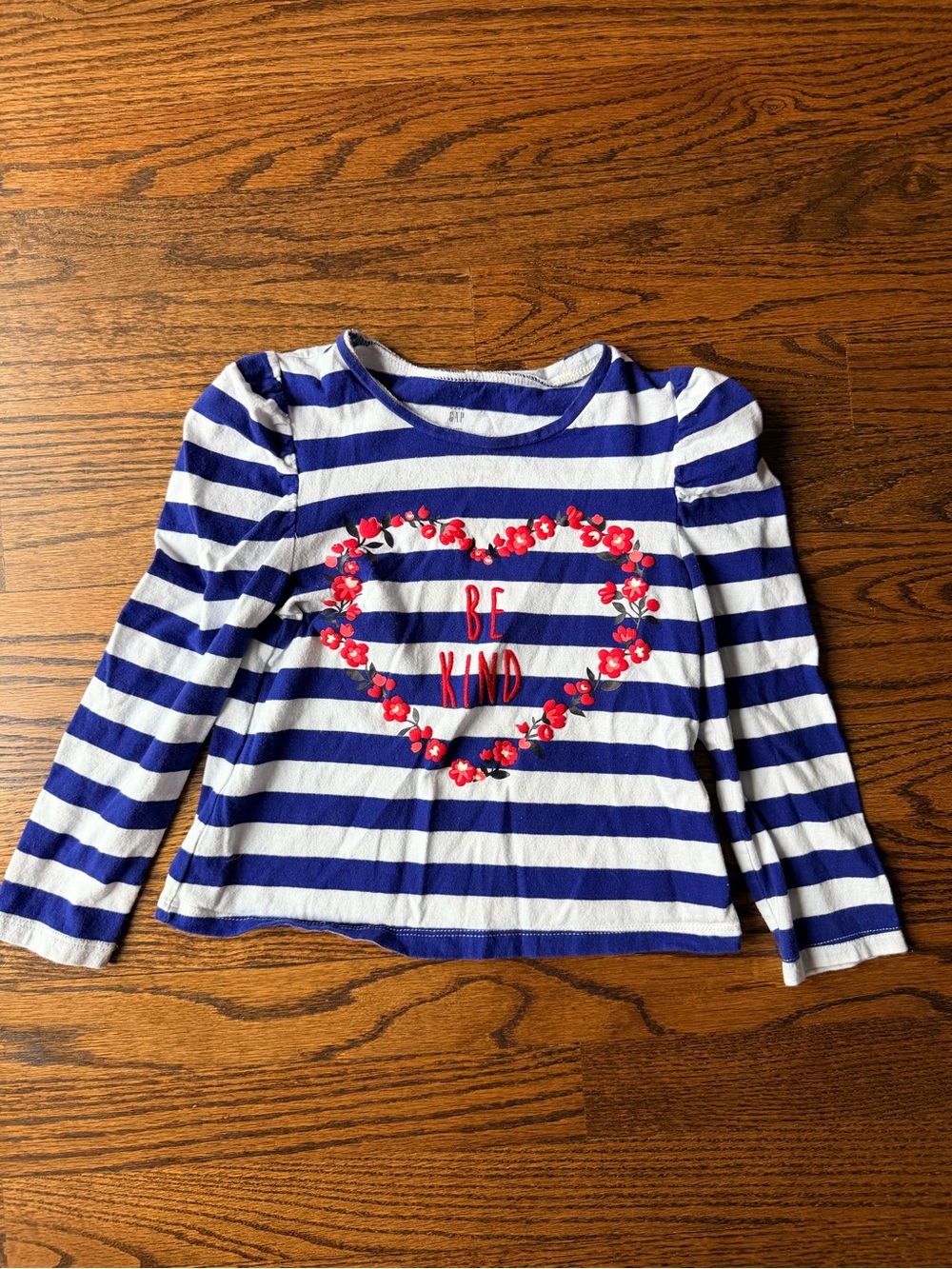 🍭6/$30 Baby Gap Girls Be Kind Floral Heart Striped Long Sleeve Shirt 4T